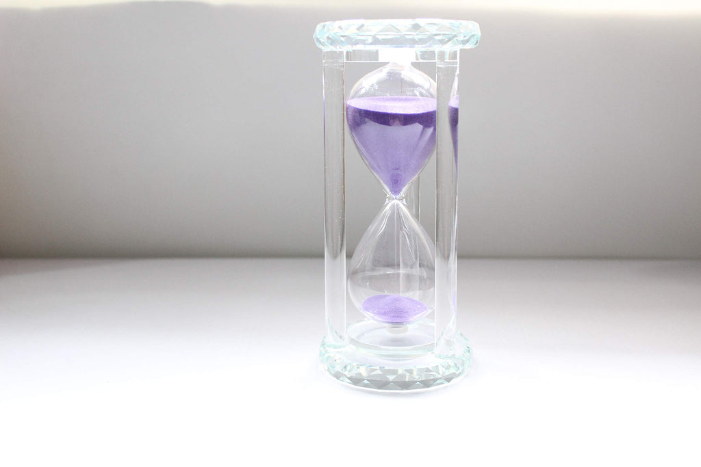 Lonovel 60 Minutes Hourglass Timer,Crystal Sand Timer Diamond Carving Surface,Good for Kitchen Office Desk Coffee Table Book Shelf Cabinet Decor Christmas Birthday Present Gift Box Package,(Purple)