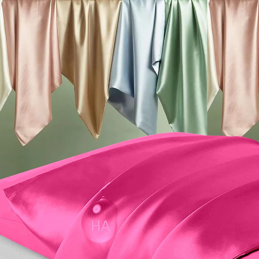 Mulberry Silk Pillowcases by Skiennix - Smooth Anti-Acne Standard Set of 2 | Hot Pink with Zipper