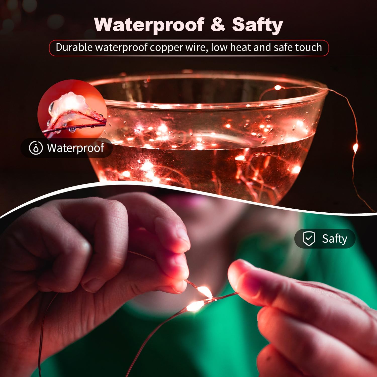 Skiennix 20 Pack LED Fairy Lights - Waterproof Mini Twinkle String Lights for Weddings & Parties - 7FT, Red