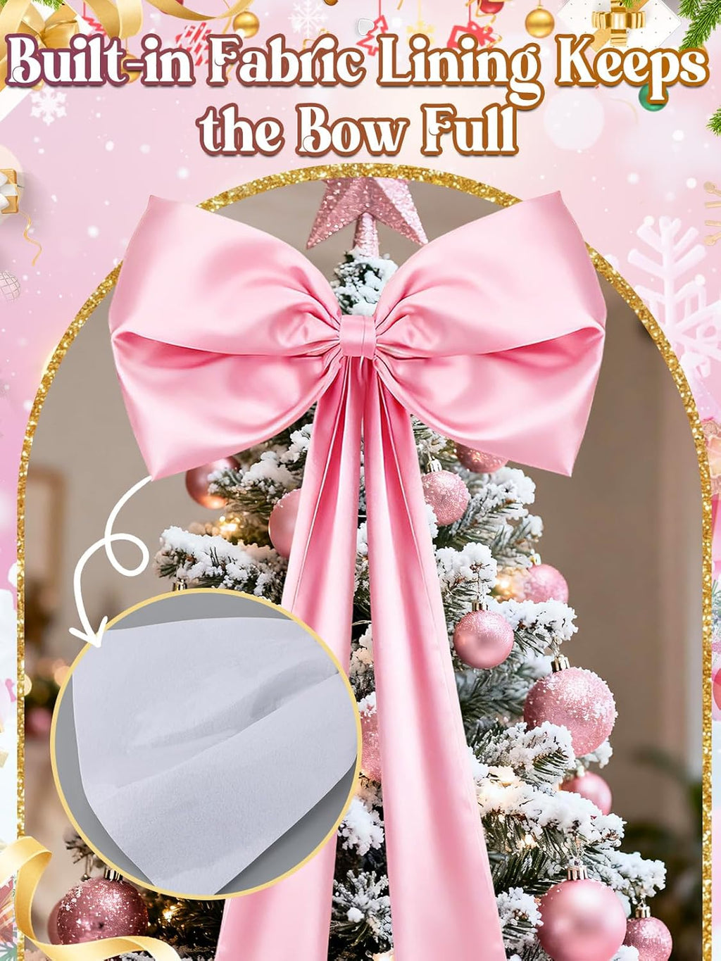 Regine Switzerland 27" x 122" Giant Pink Bow - Satin Bow with Long Streamers for Birthday & Holiday Decor