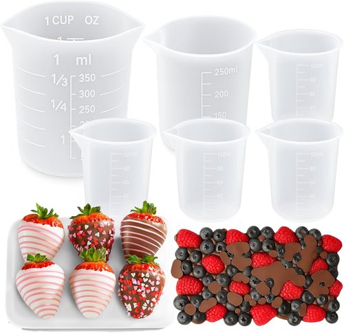 Juome Silicone Measuring Cups Set - 6PCS Chocolate Melting Cups, 100/250/350ml, Dishwasher Safe, Baking Essentials