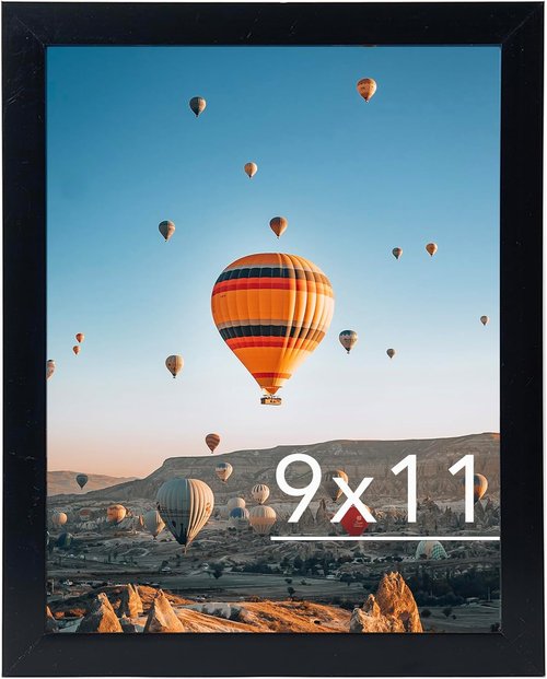 JCJMY 9x11 Picture Frame - Black Wall Mount & Tabletop Display with Shatter-Resistant Plexiglass
