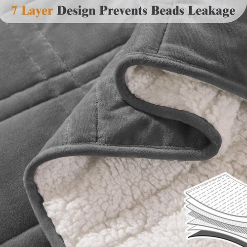 LBRO2M Weighted Blanket 20 lbs 60 X 80 Inches, Flannel Heavy Blanket with Glass Beads, Soft Thick Comfort Blankets for Adults Bed Heavy Blanket, Dark Gray