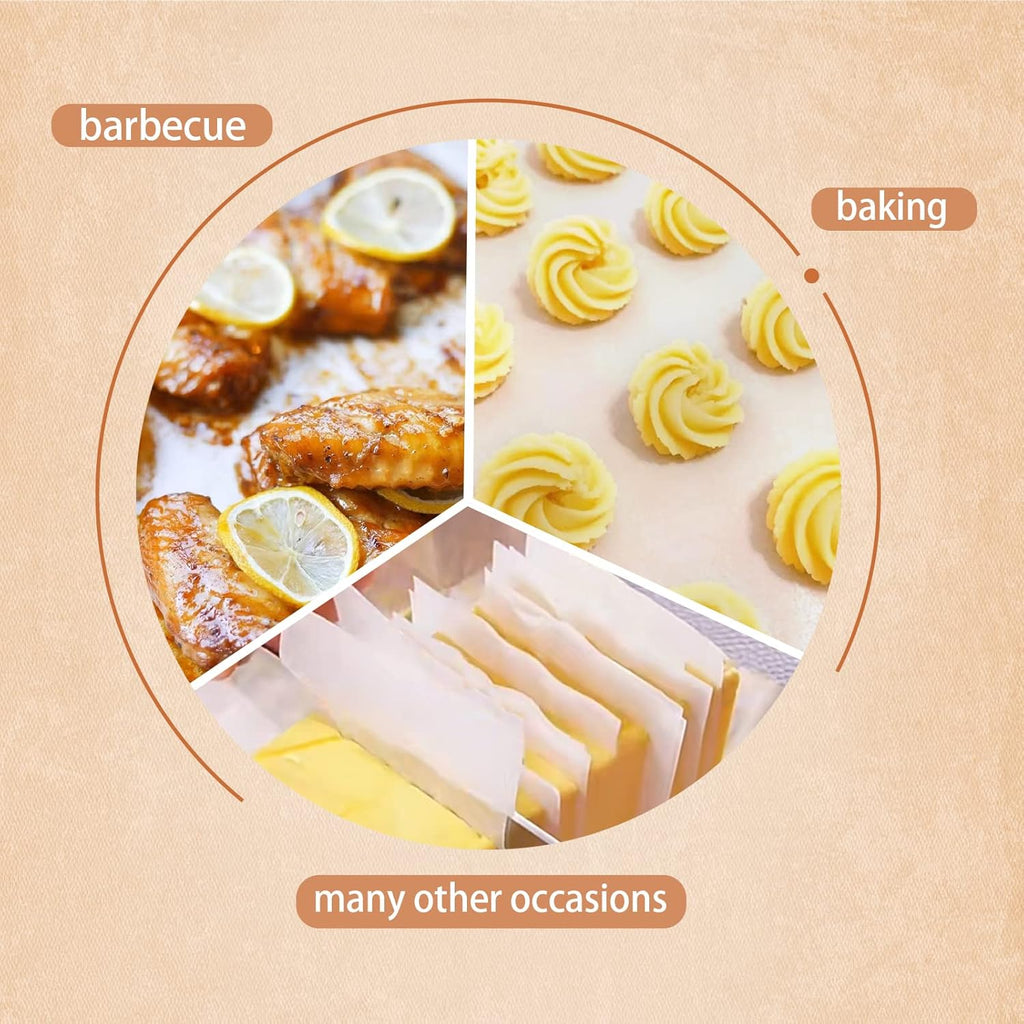 QYH Parchment Paper Baking Sheets - 300 Non-Stick, Pre-Cut 8x12 Inch White Sheets for Baking & Grilling