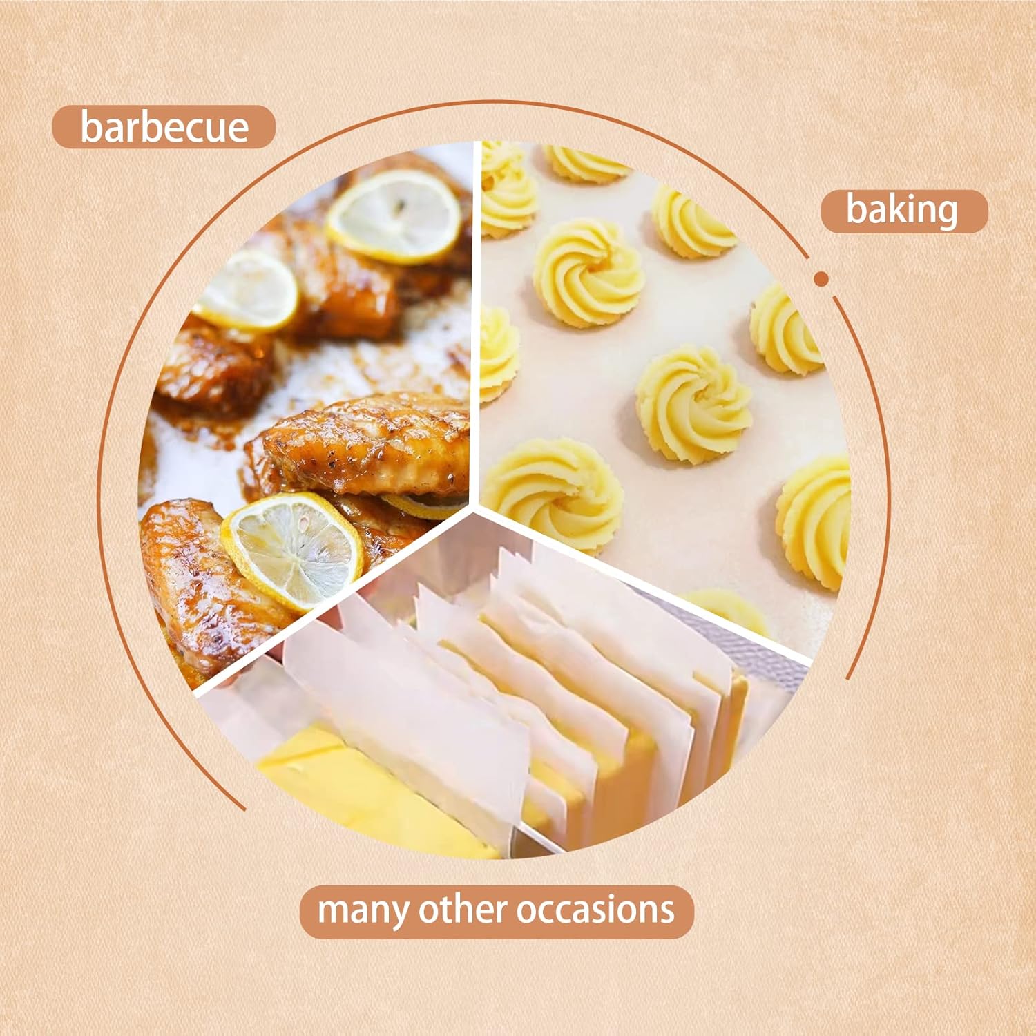 QYH Parchment Paper Baking Sheets - 300 Non-Stick, Pre-Cut 8x12 Inch White Sheets for Baking & Grilling