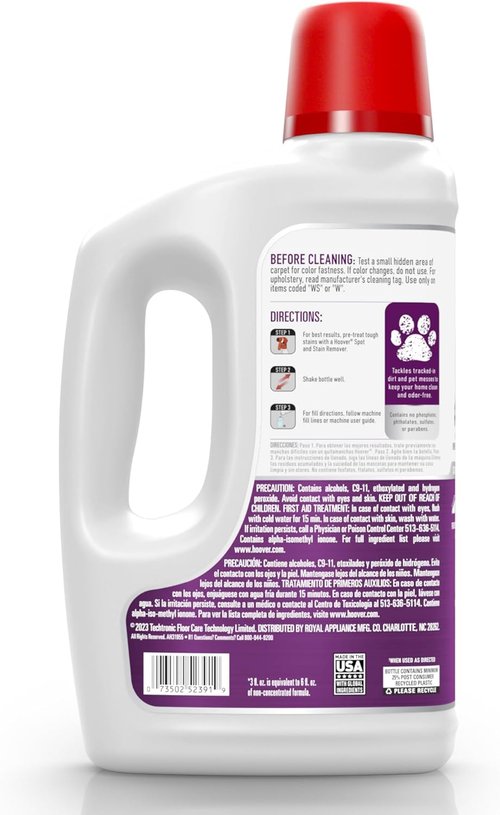 Hoover Oxy Pet Carpet Cleaner Solution - Deep Cleaning Shampoo for Urine Stains & Odors | 50 oz., Ocean Breeze Scent