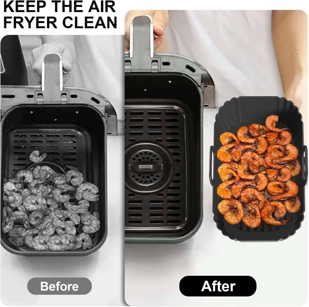 Skiennix Silicone Air Fryer Liners - Reusable & Compatible with Ninja Foodi & COSORI 9QT | 2 Pack