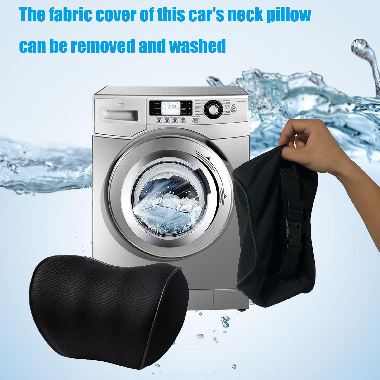 jucndput 2 pcs Car Neck Pillow Car Headrest Pillow for Driving 100% Memory Foam,Car Pillow Headrest Comfortable Ergonomic Design (Black)