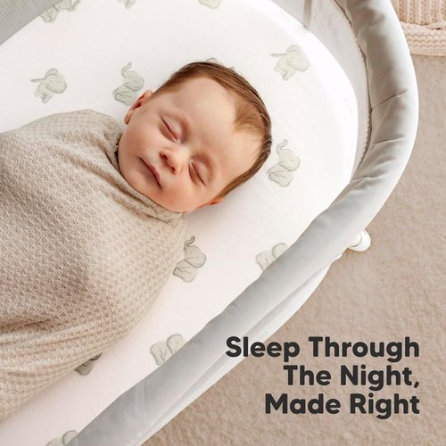 Elly Organic Bassinet Sheets - 100% Cotton Fitted Sheets for Halo, Graco & Chicco | 2-Pack Unisex