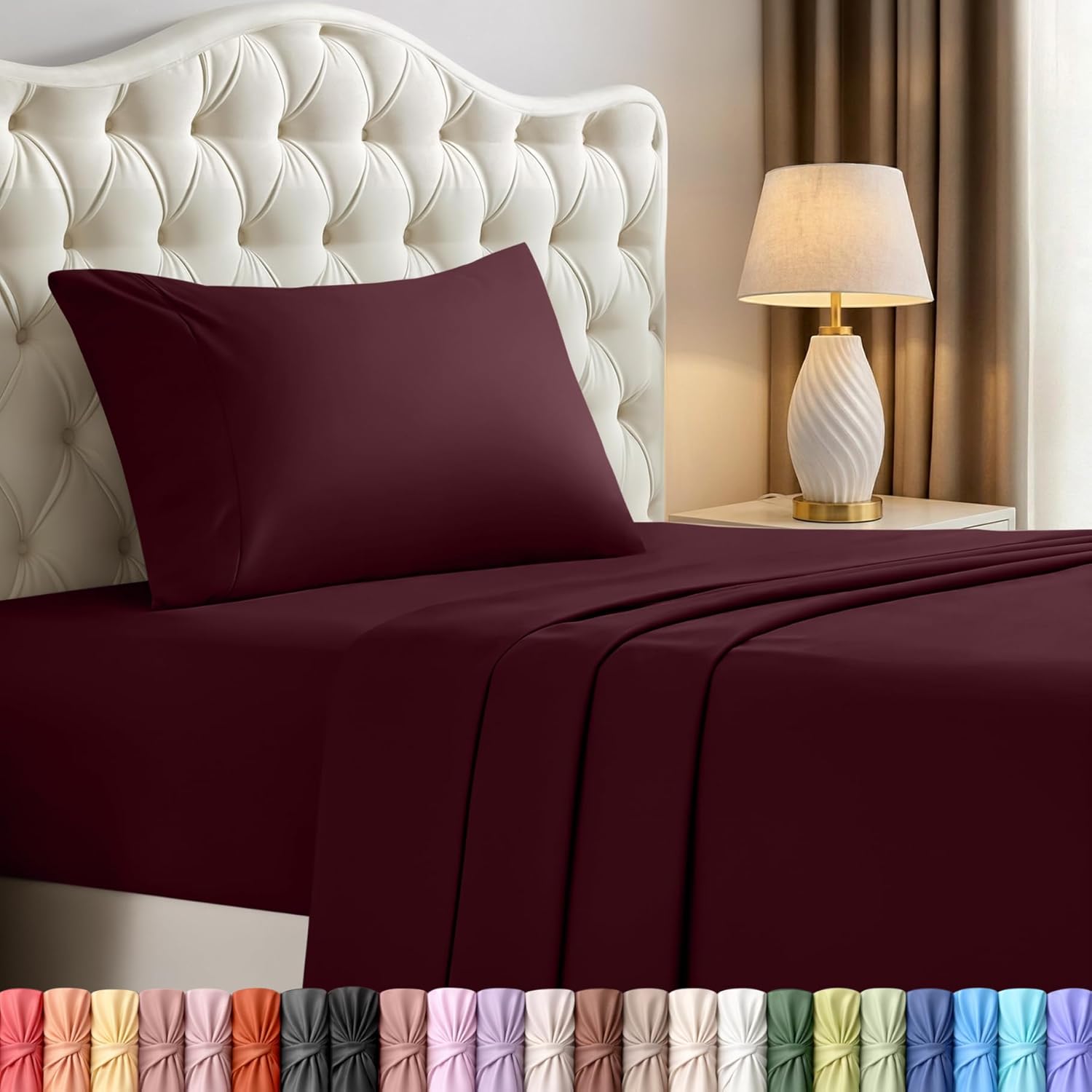 Utopia Bedding Twin XL Sheet Set - Soft & Breathable Microfiber, 3-Piece Set in Burgundy