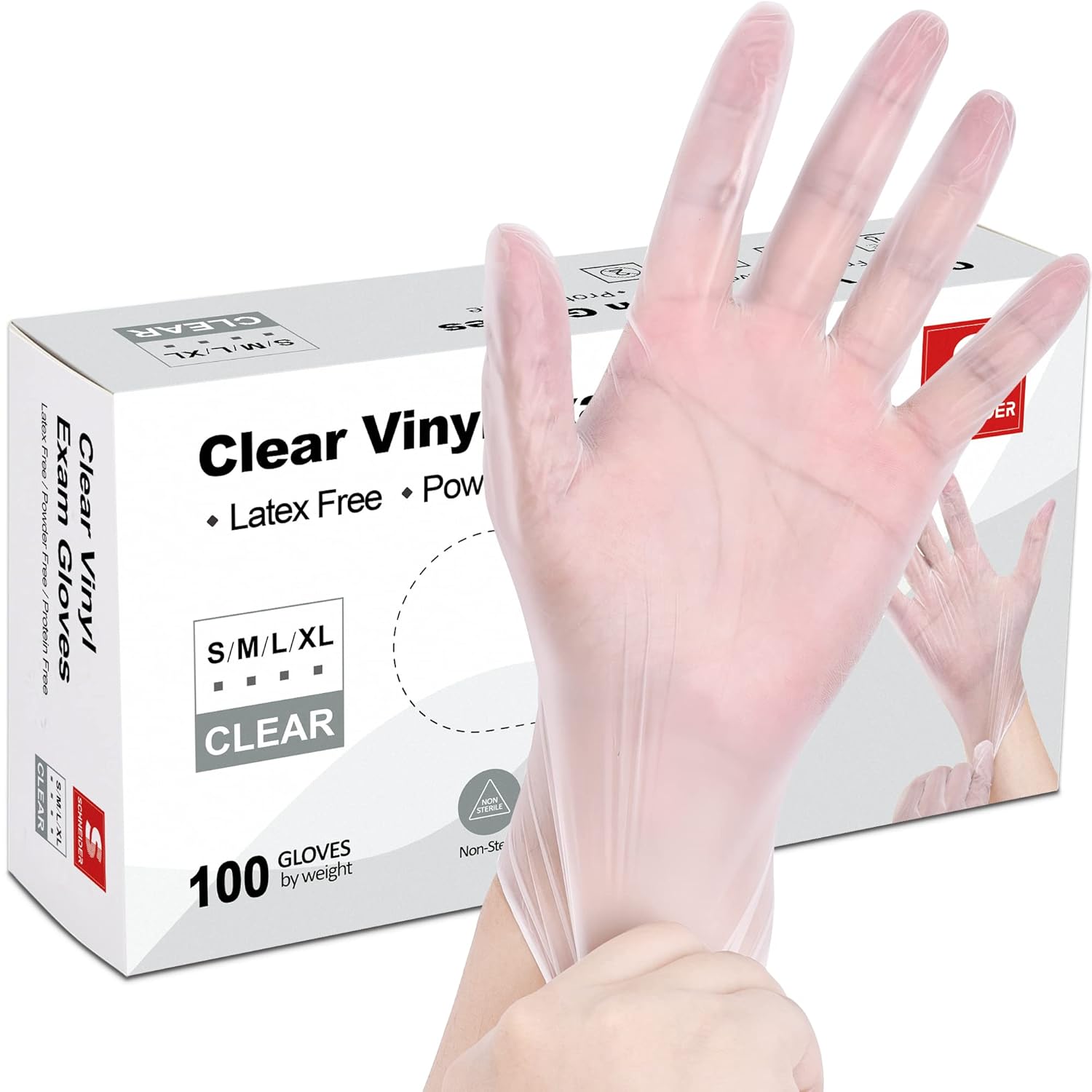 Vinyl Exam Gloves - 4 Mil Thickness | Medium Size, Black & Clear - 100 Count Boxes