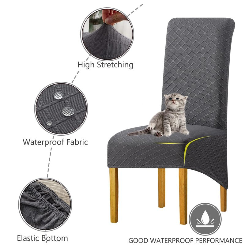 BOGUANG Waterproof XL/Oversized Dining Chair Cover, Parsons Chair Covers(Dark Grey, Set of 6(XL))