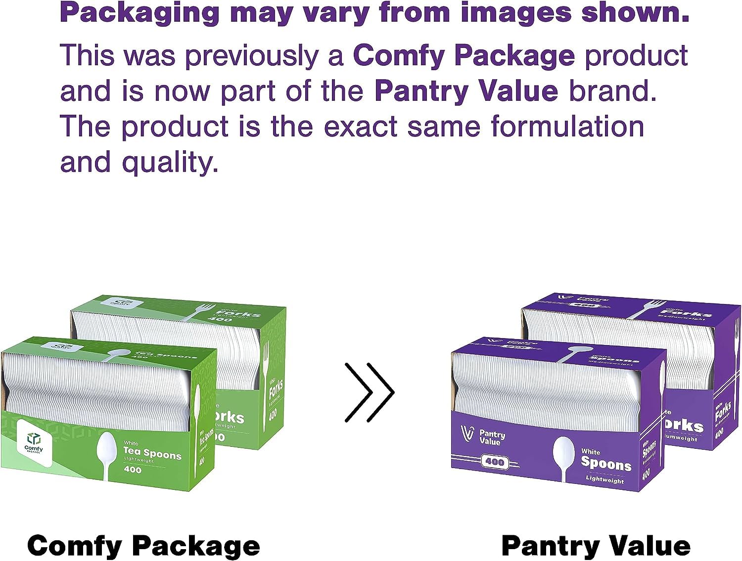 Pantry Value [400 Count] Lightweight White Plastic Tea Spoons - Disposable Cutlery for Parties, Events, and Dinner (Formerly Comfy Package)