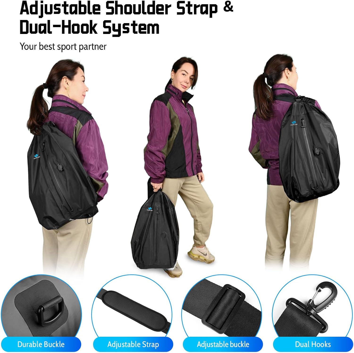 Zurligi Travel Vacuum Bags - IPX8 Waterproof Compression Bags with Mini Pump | 39L for Clothes & Luggage (2-Pack, Black)