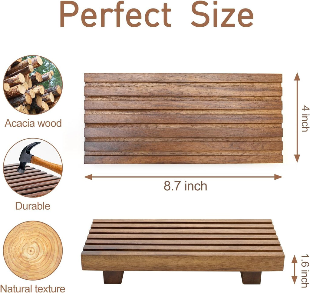 Acacia Wood Riser - Decorative Kitchen & Bathroom Sink Tray | Pedestal Stand for Soap & Sponge