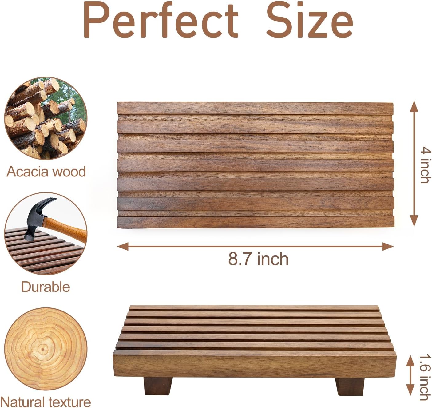 Acacia Wood Riser - Decorative Kitchen & Bathroom Sink Tray | Pedestal Stand for Soap & Sponge