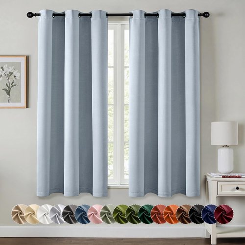MIULEE Light Blue Blackout Curtains - Thermal Insulated Room Darkening Drapes | 63-Inch, 2 Panels