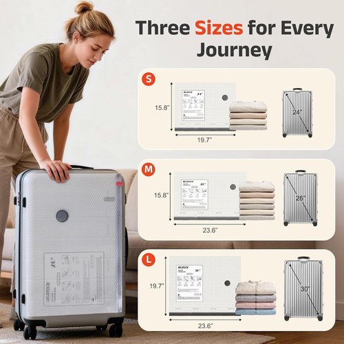 IDEATECH Travel Vacuum Bags - 15 Pack with USB Pump | Space Saver Compression Bags for Clothes - Easy to Load, Perfect for Suitcase & Carry-On