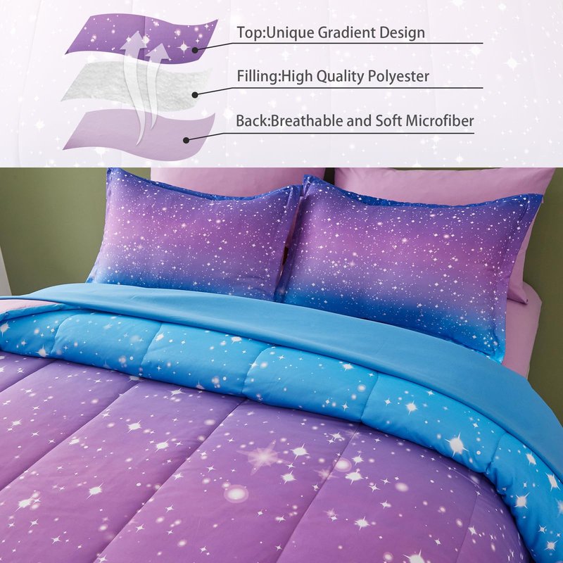 Drucon Mushroom Comforter Set Queen Size 7 Pieces Bed in Bag Botanical Bedding Set with Plants, Reversible Cute Mushroom Comforter for Kids Adults Boys Girls