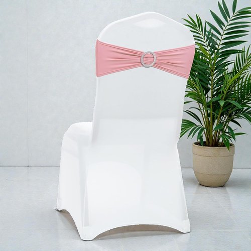MDS Spandex Chair Sashes - Premium Stretch Covers with Buckle Slider | Fits Most Dining Chairs - Dusty Rose (Pack of 50)