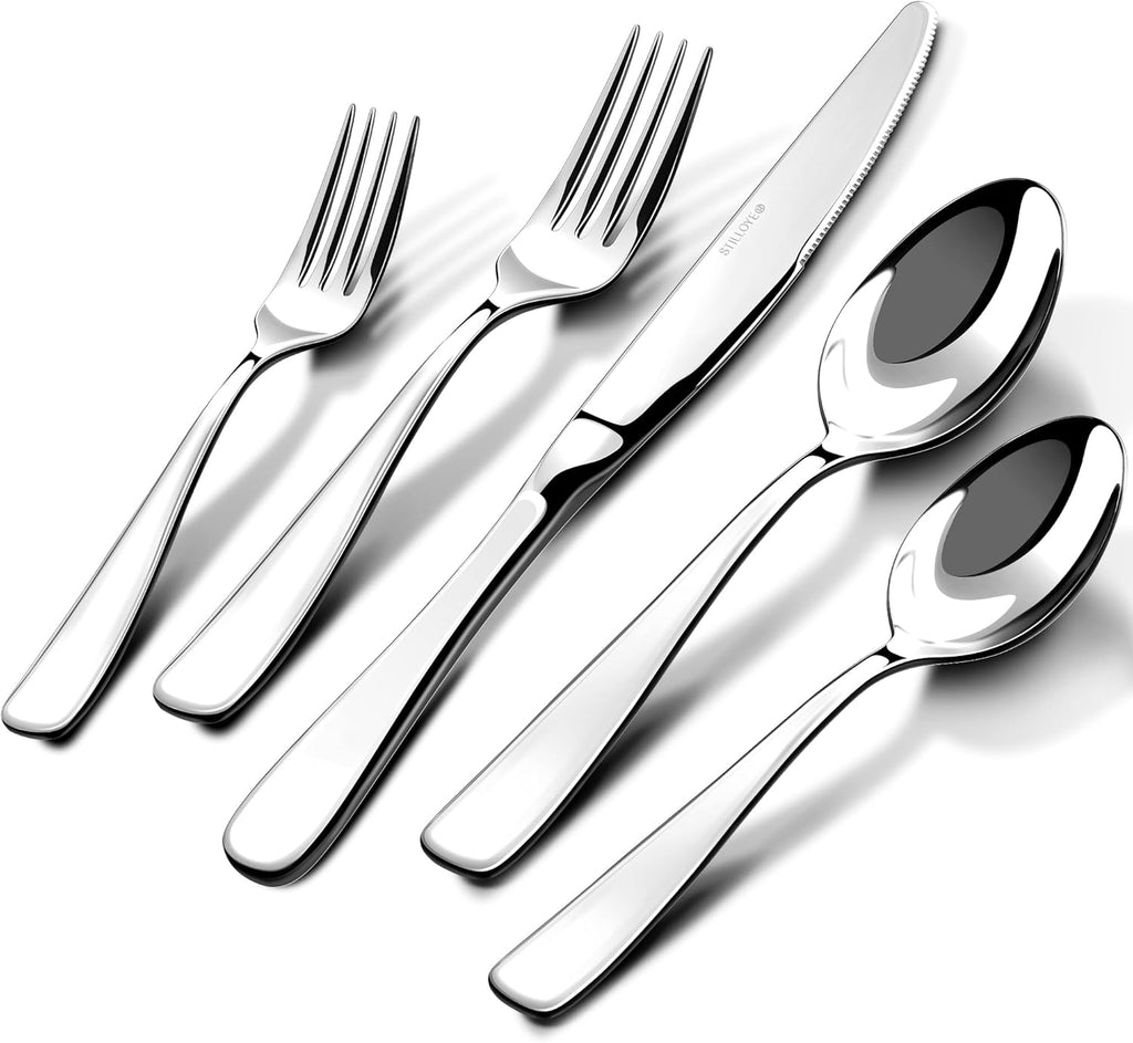 Regine Switzerland 40-Piece Silverware Set for 8 | 18/10 Stainless Steel, Mirror Polished, Dishwasher Safe