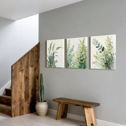 Boho Flowers Canvas Wall Art Prints by [Brand Name] - Modern Botanical Floral Decor | 12"x16" Wrapped Frame