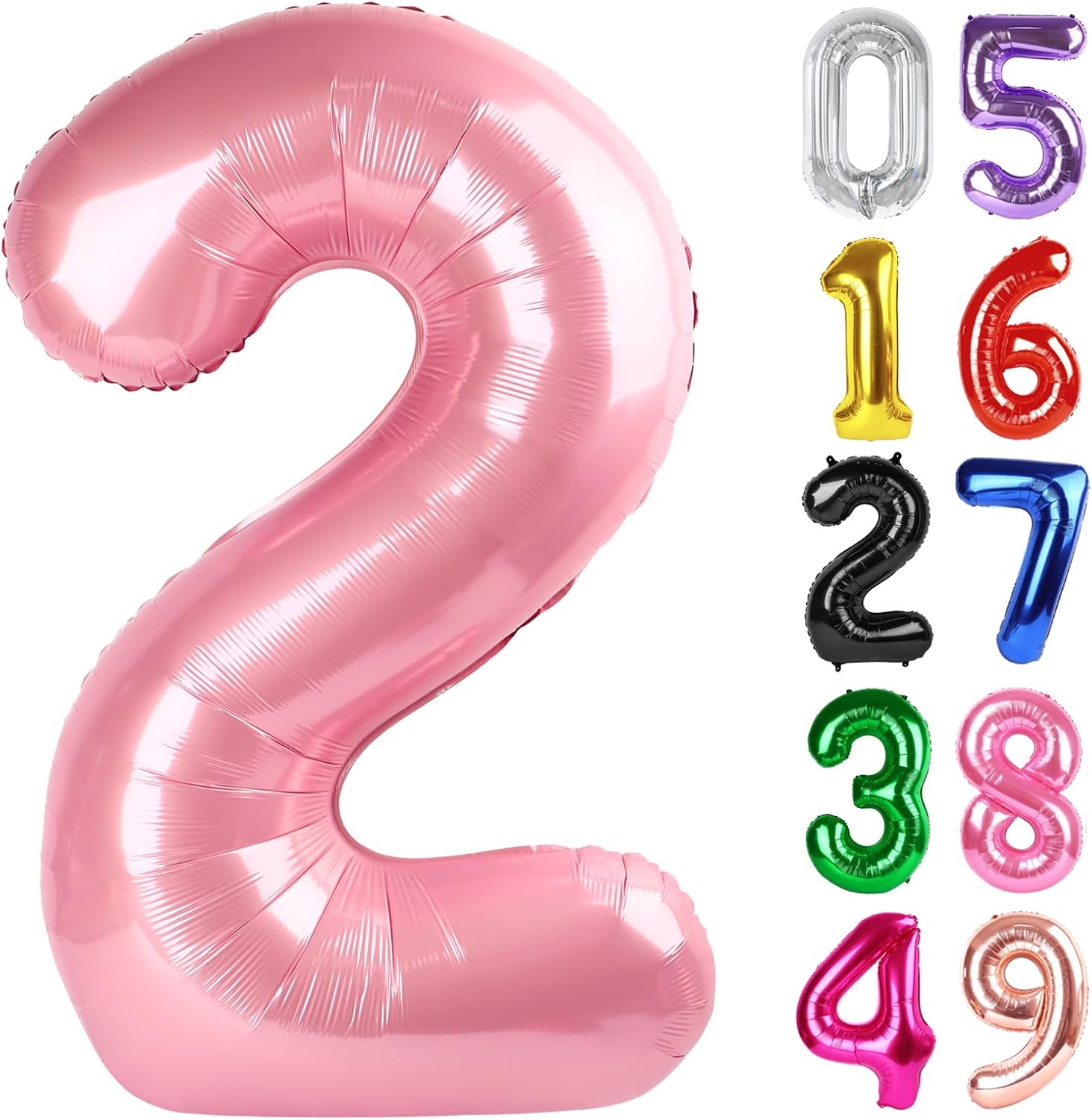 Pearlescent Pink Number 2 Balloon - 40 Inch 2nd Birthday Decoration for Toddlers | Sparkling Party Decor