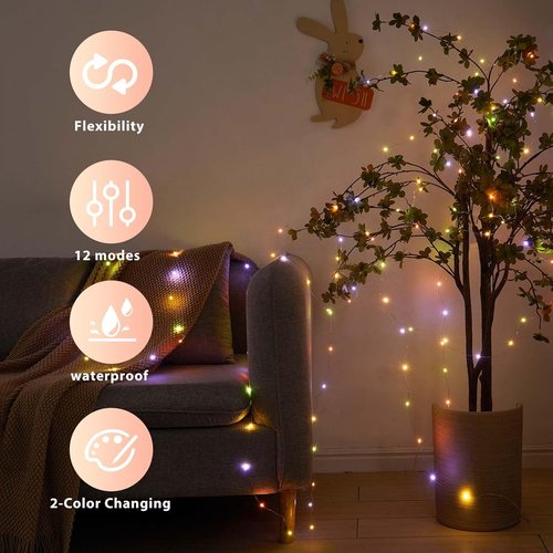 Ariceleo Battery Operated String Lights - 50 LEDs Warm White & Multi-Color | 5M/16.4ft with Remote Control & Timer