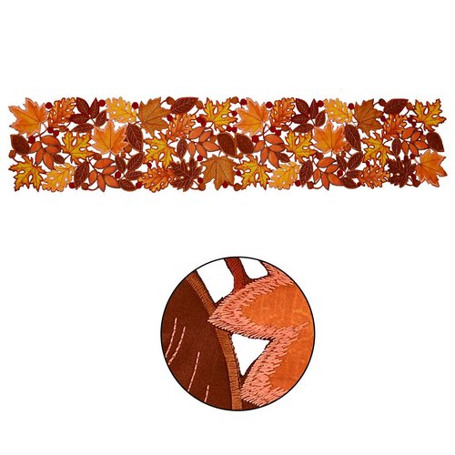 Simhomsen Embroidered Fall Leaves Table Runner for Thanksgiving, Autumn Harvest Decorations (14 × 120 inches)