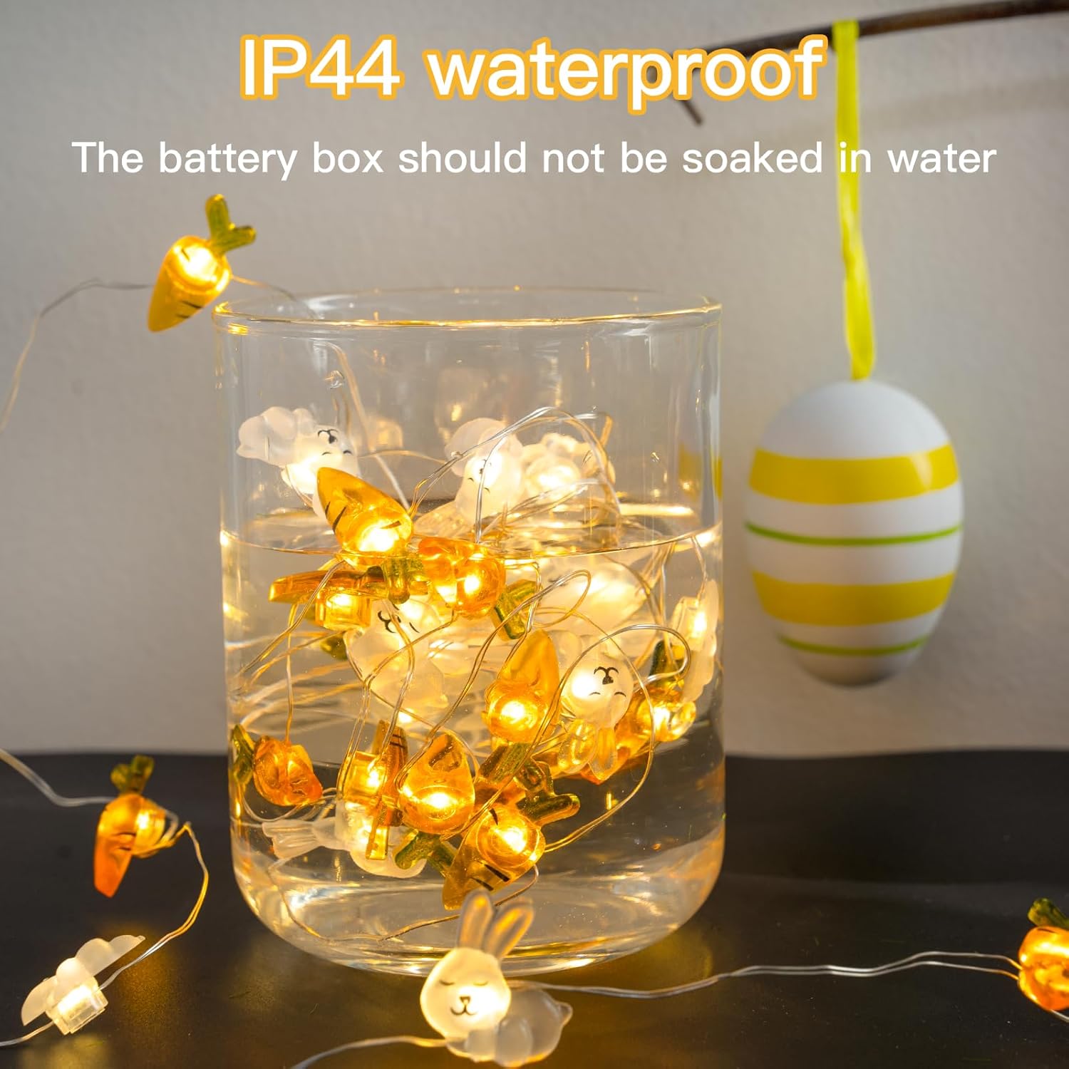 Suddus Easter String Lights - Battery Operated 12.8ft with 40 LED Bulbs for Indoor & Outdoor Decor