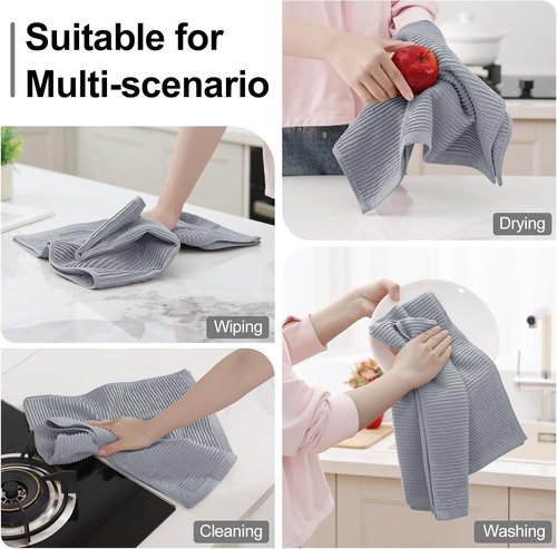 Homaxy Premium Kitchen Towels - Ultra Absorbent 100% Cotton Hand Towels Set | 18"x28", Grey, 6 Pack