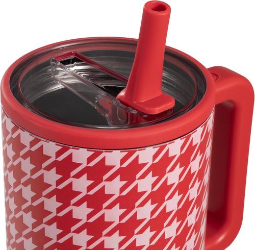 HydroJug Traveler - 40 Oz Insulated Water Bottle with Handle & Flip Straw - Houndstooth Design