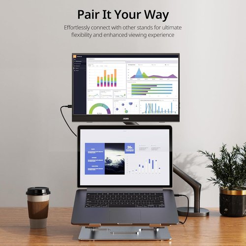 MNN Portable Monitor - 15.6" FHD 1080P Ultra-Slim IPS Display with Smart Cover & Speakers | Plug & Play for Laptop, PC, Mac