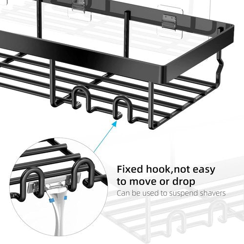 Moforoco Shower Caddy Basket Shelf - 3-Pack Rustproof Black Bathroom Organizer with Soap Holder