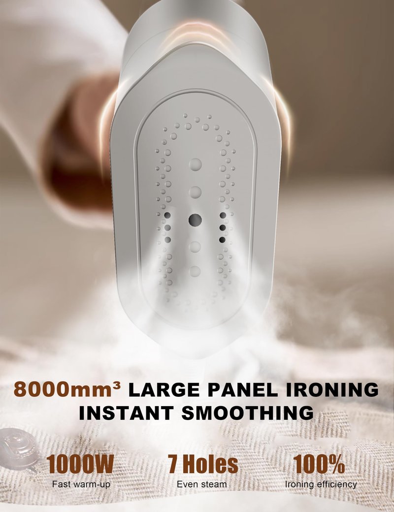 KopBeau Steamer for Clothes,2-in-1 Clothes Steamer & Iron for Wrinkles Remover,NTC Precision Ironing Protects Clothes,14 Min of Continuous Steam,1000W Travel Steamer for Travel and Home Use,Grey