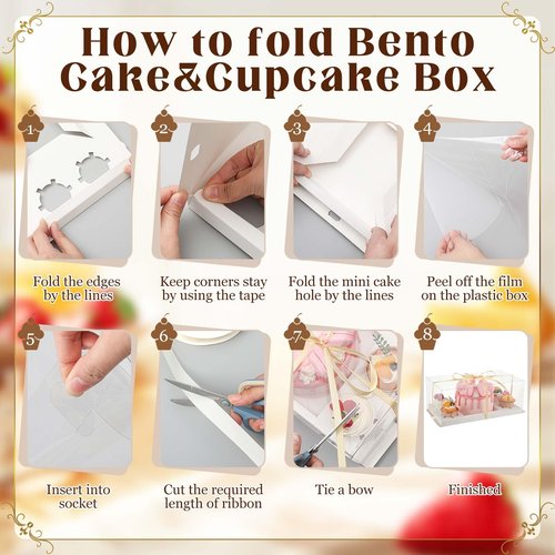 Sayglossy 6 Pack 1+4 Bento Cake Boxes Bento Cakes and Cupcakes Combo Clear Box Fit 4 Cupcakes and 1 Mini Cake for Valentine's Day Wedding Birthday Party Treats Donuts Muffins Bakery Supplies