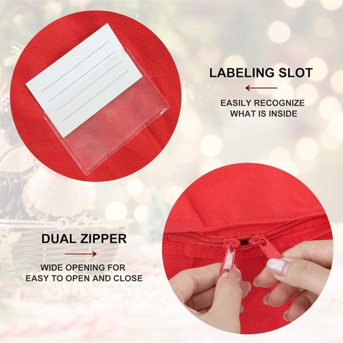 Demao Christmas Wreath Storage Bag - 24 Inch Pack of 2 | Holiday Garland Organizer with Labels & Handles