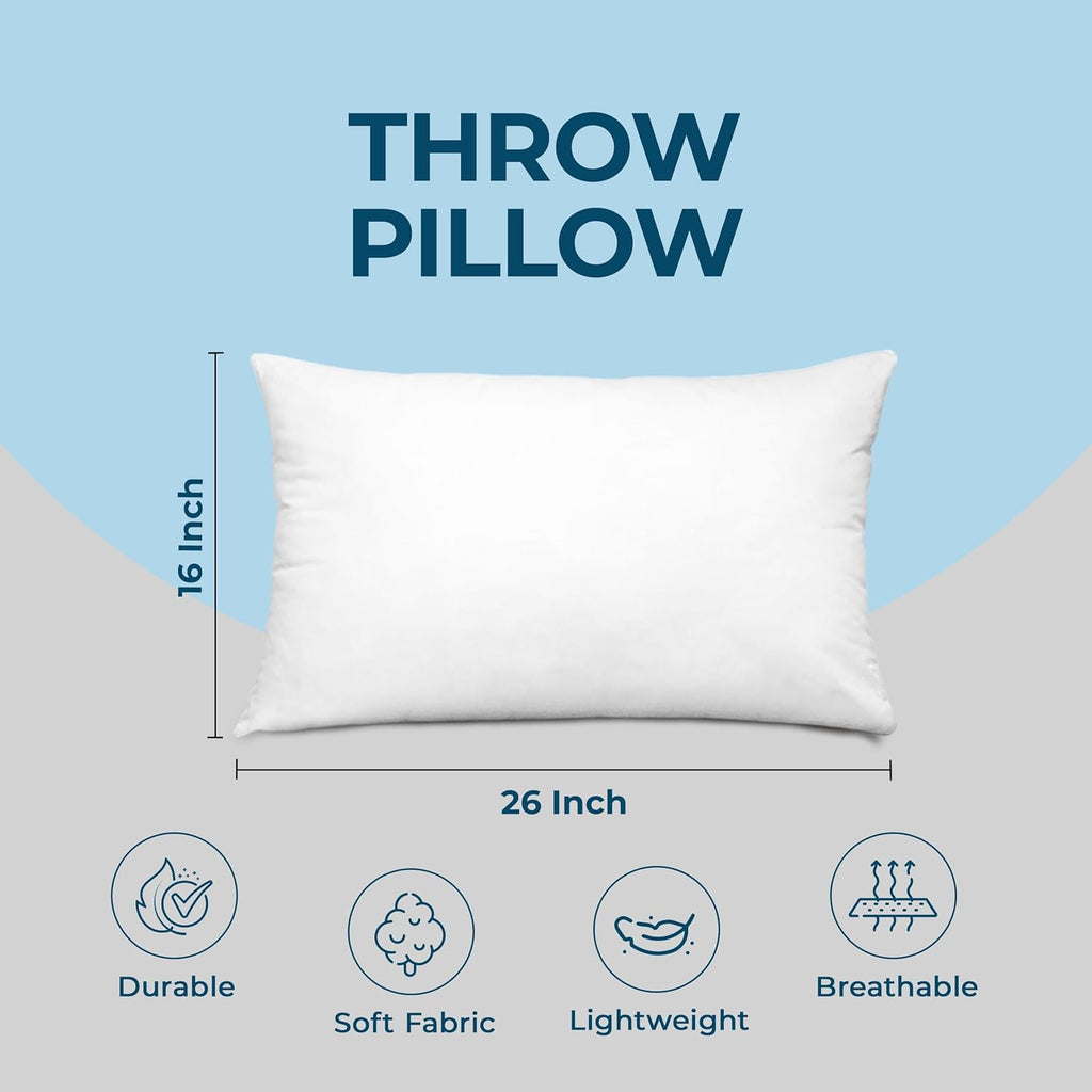 Utopia Bedding Throw Pillows - Set of 4 Fluffy Down Alternative Pillows | 16 x 26 Inches, White for Bed & Sofa