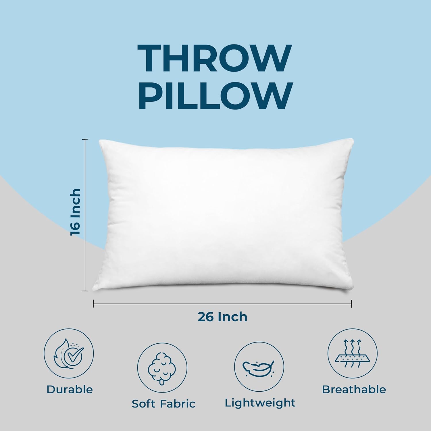 Utopia Bedding Throw Pillows - Set of 4 Fluffy Down Alternative Pillows | 16 x 26 Inches, White for Bed & Sofa