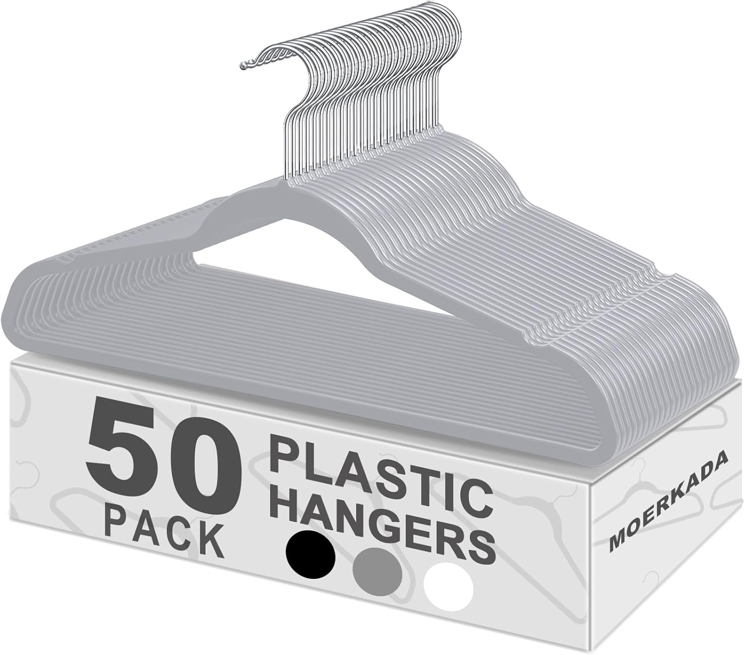 Ultra-Thin Plastic Clothes Hangers by [Brand Name] - Space-Saving Non-Slip Design | 50 Pack, 17.7 Inch, Grey