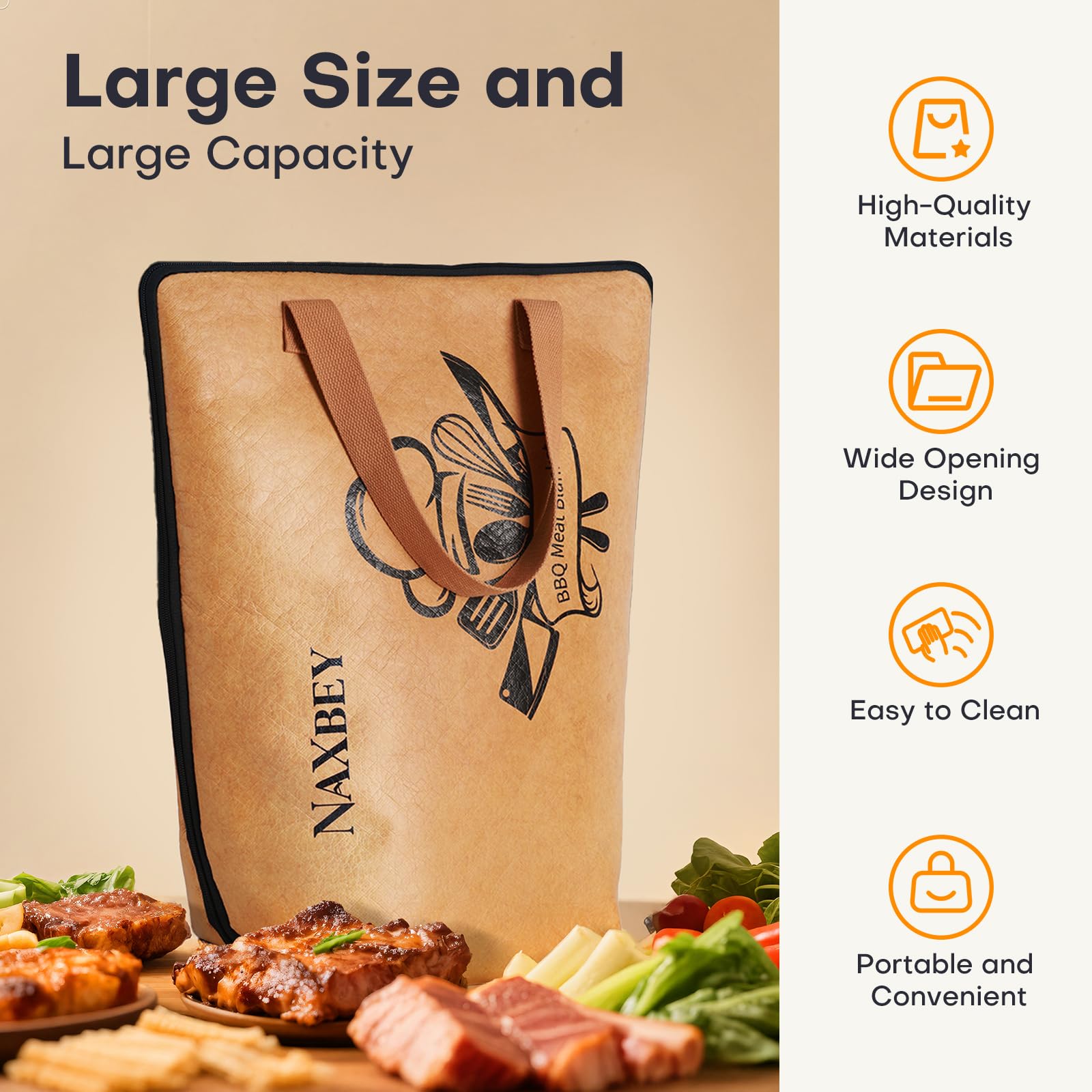 NAXBEY BBQ Meat Blanket for Resting Meat, 21 in Grill Blanket for Resting Meat, Wide Mouth Smoker Bag for Turkey, Ribs, Steak, Brisket