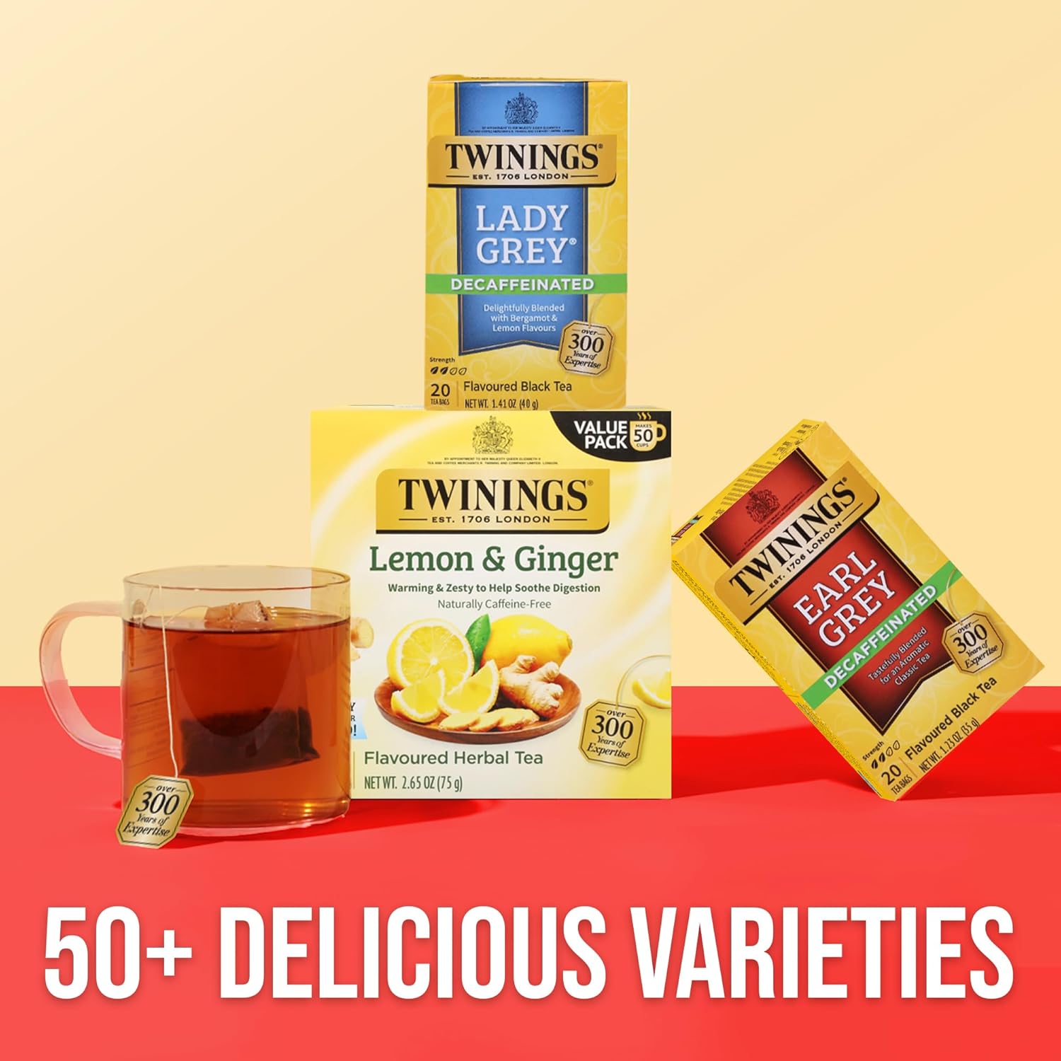 Twinings Decaffeinated Lady Grey Black Tea - Individually Wrapped 20 Count with Orange & Lemon Peel