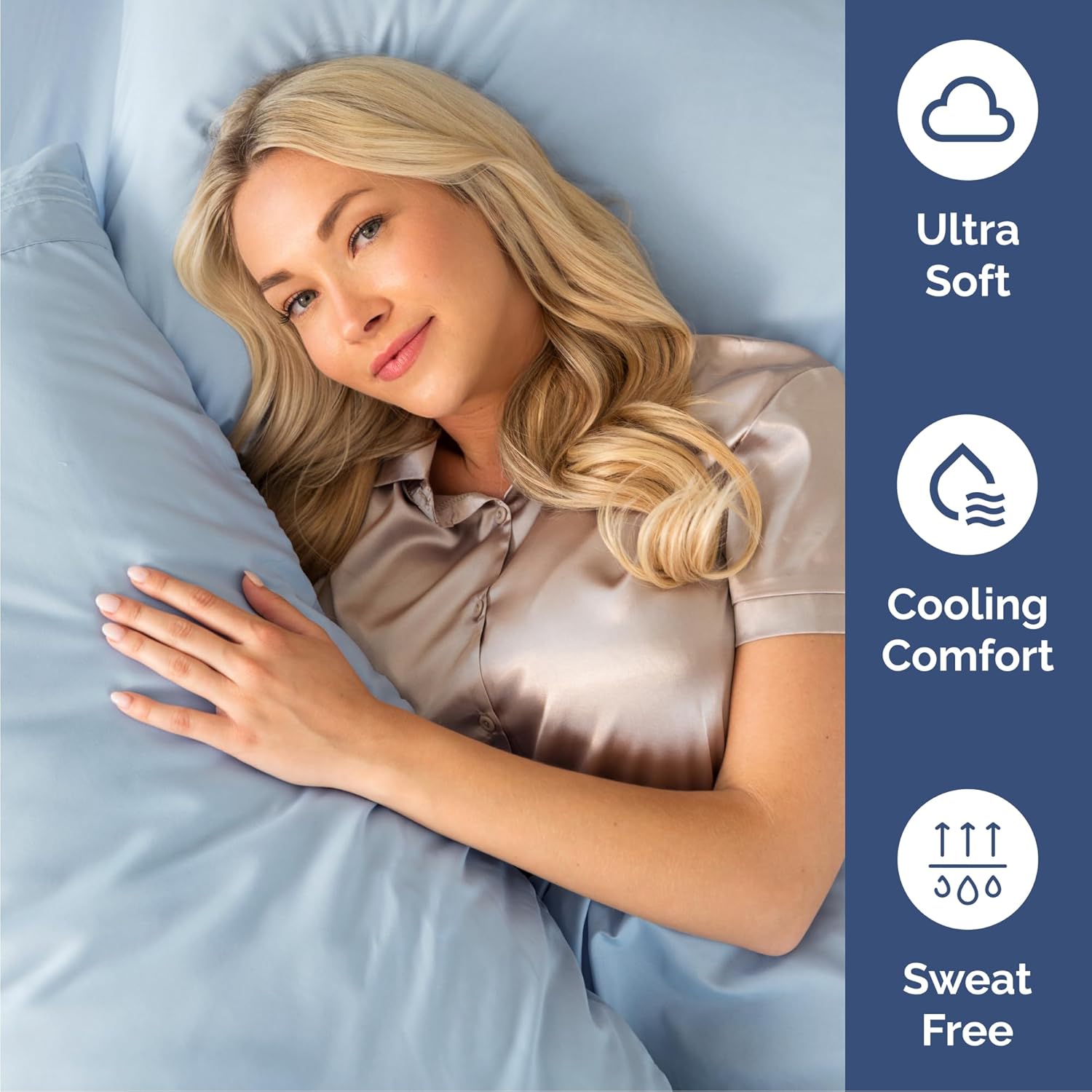 Regine Switzerland Cal King Sheet Set - Comfy Cooling Bedding - Soft, Wrinkle-Free, Deep Pockets - Sky Blue