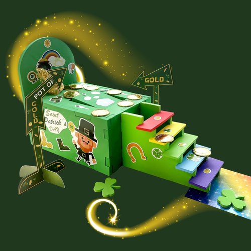 TEINSONET St Patrick's Day Leprechaun Trap Kit - St. Patricks Day Decorations Leprechaun Trap Crafts Kit for Kids St Patricks Day Party Supplies (EVA AUTO Trap)