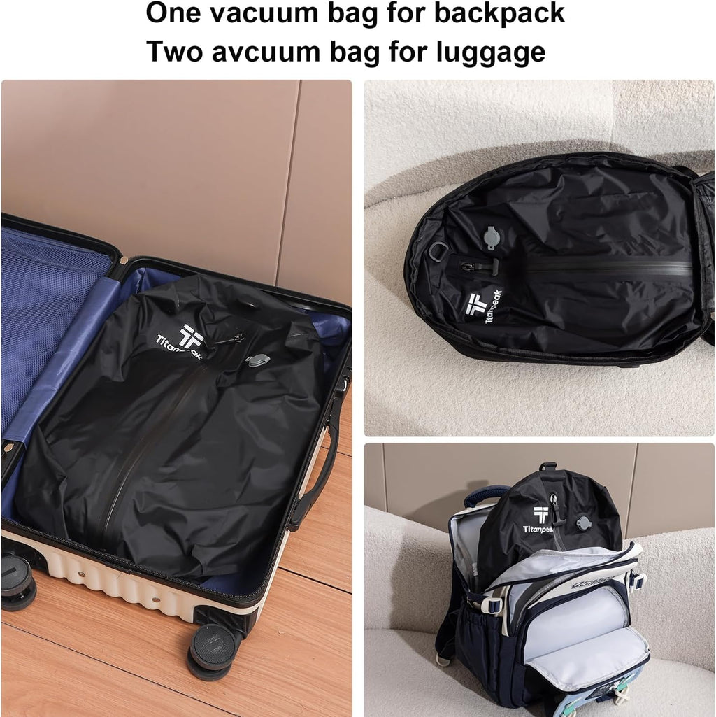Skiennix Vacuum Bags for Travel Luggage - Reusable Waterproof Compression Bags (2PCS + 1 Pump)