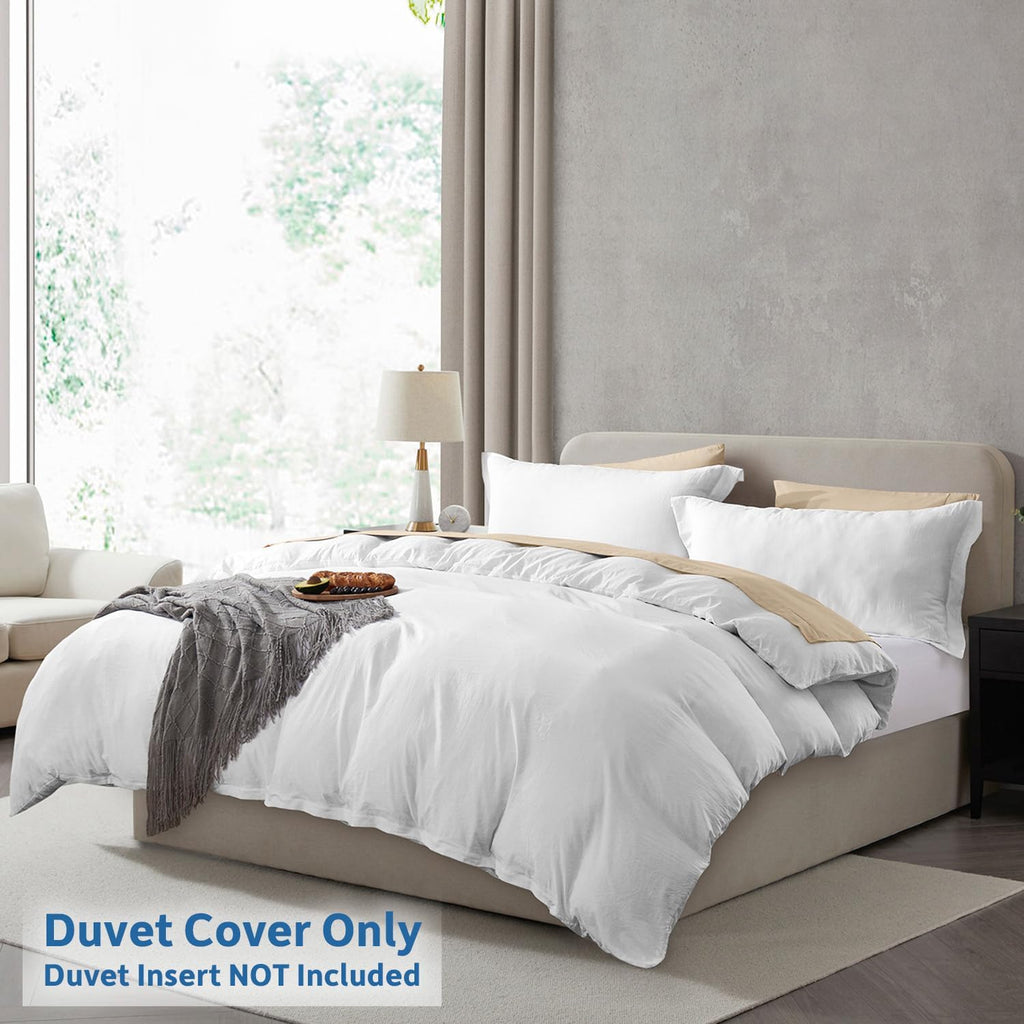 Nestl White Duvet Cover Set - Soft Double Brushed Queen Size, 3 Pieces with Zipper Closure | 90x90 Inches