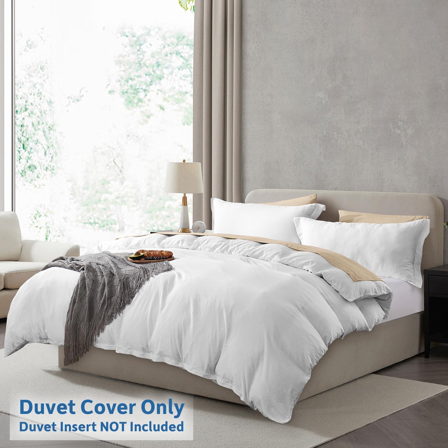 Nestl White Duvet Cover Set - Soft Double Brushed Queen Size, 3 Pieces with Zipper Closure | 90x90 Inches