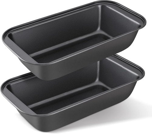 KITESSENSU Carbon Steel Nonstick Loaf Pan - Easy Grip Handles for Baking | Set of 2, Gray