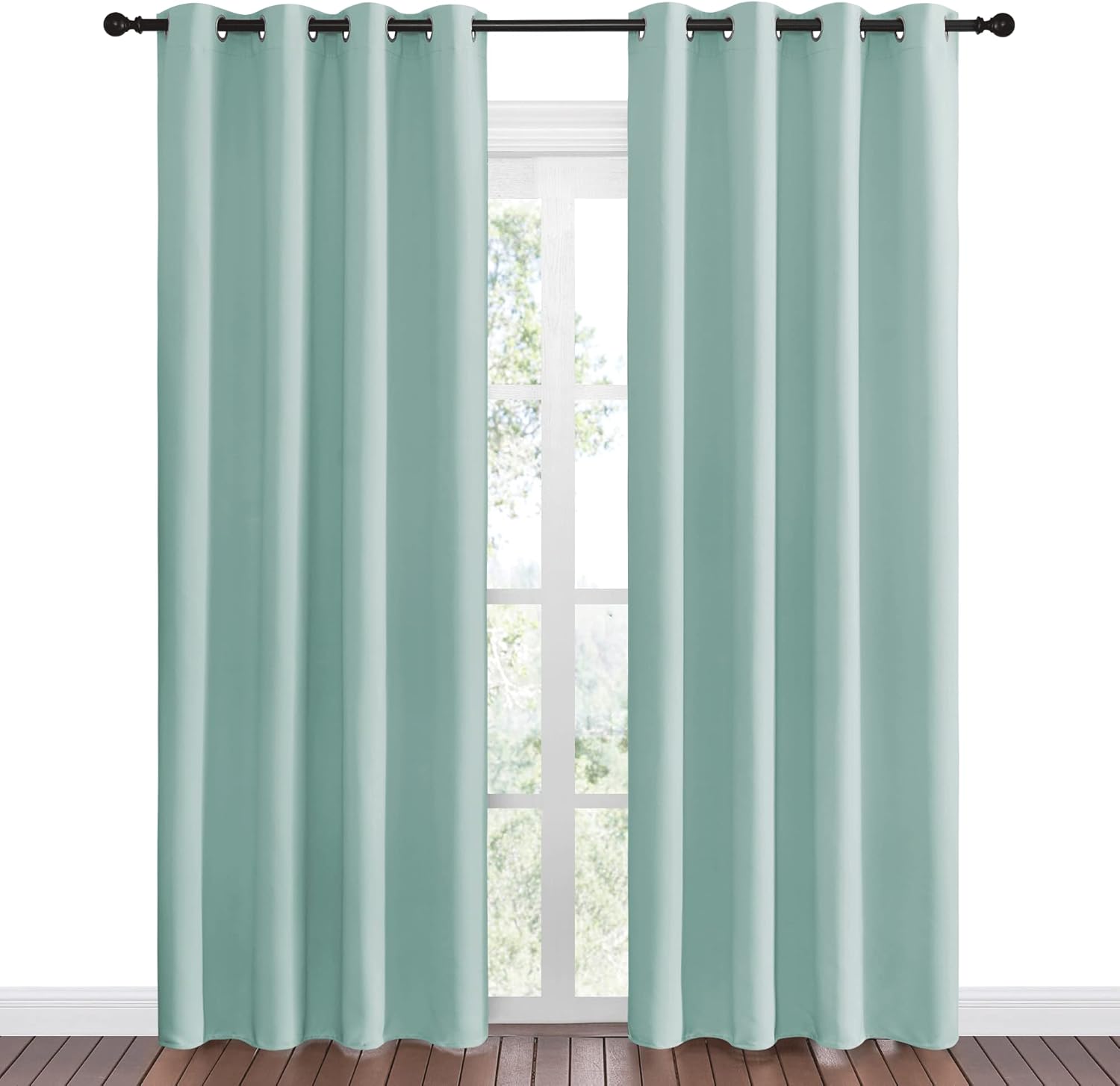 NICETOWN Aqua Blue Blackout Curtains - Sound Reducing Heat & Cold Block | 86" Long, 55" Wide, 2 Pieces