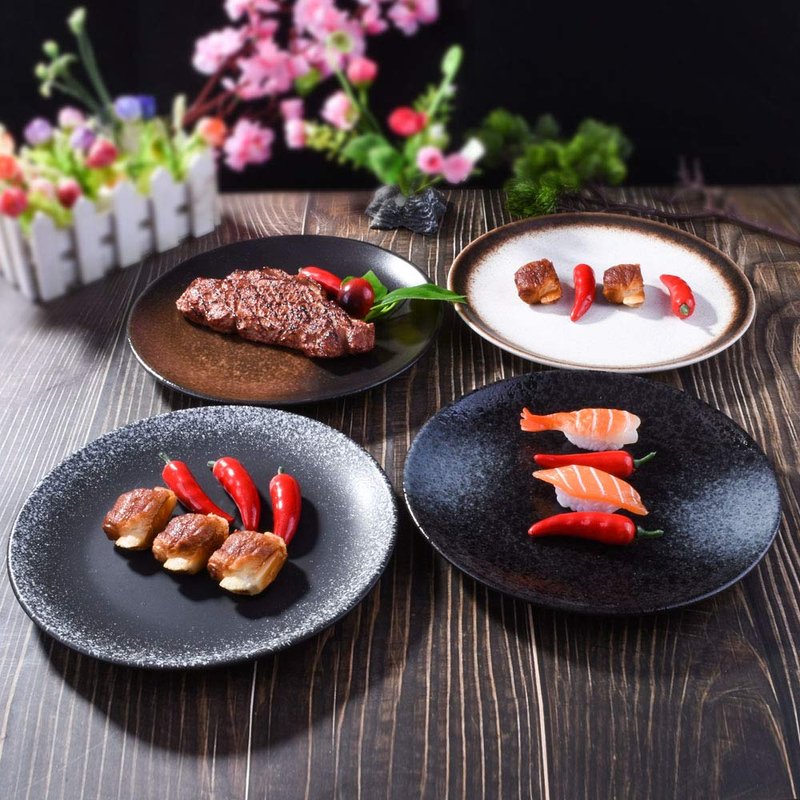 Cerficer 8 Inch Japanese Dinner Plates Set of 4 Ceramic Plates for Cake Salad Noodles Fried Vegetables